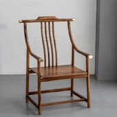 胡桃木官帽椅实木茶桌椅新中式 主人椅原木禅椅奥坎休闲椅圈椅围椅