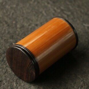 几十年老玉竹苏工精工制作黑檀木螺纹口茶叶罐茶仓把件茶道茶具竹