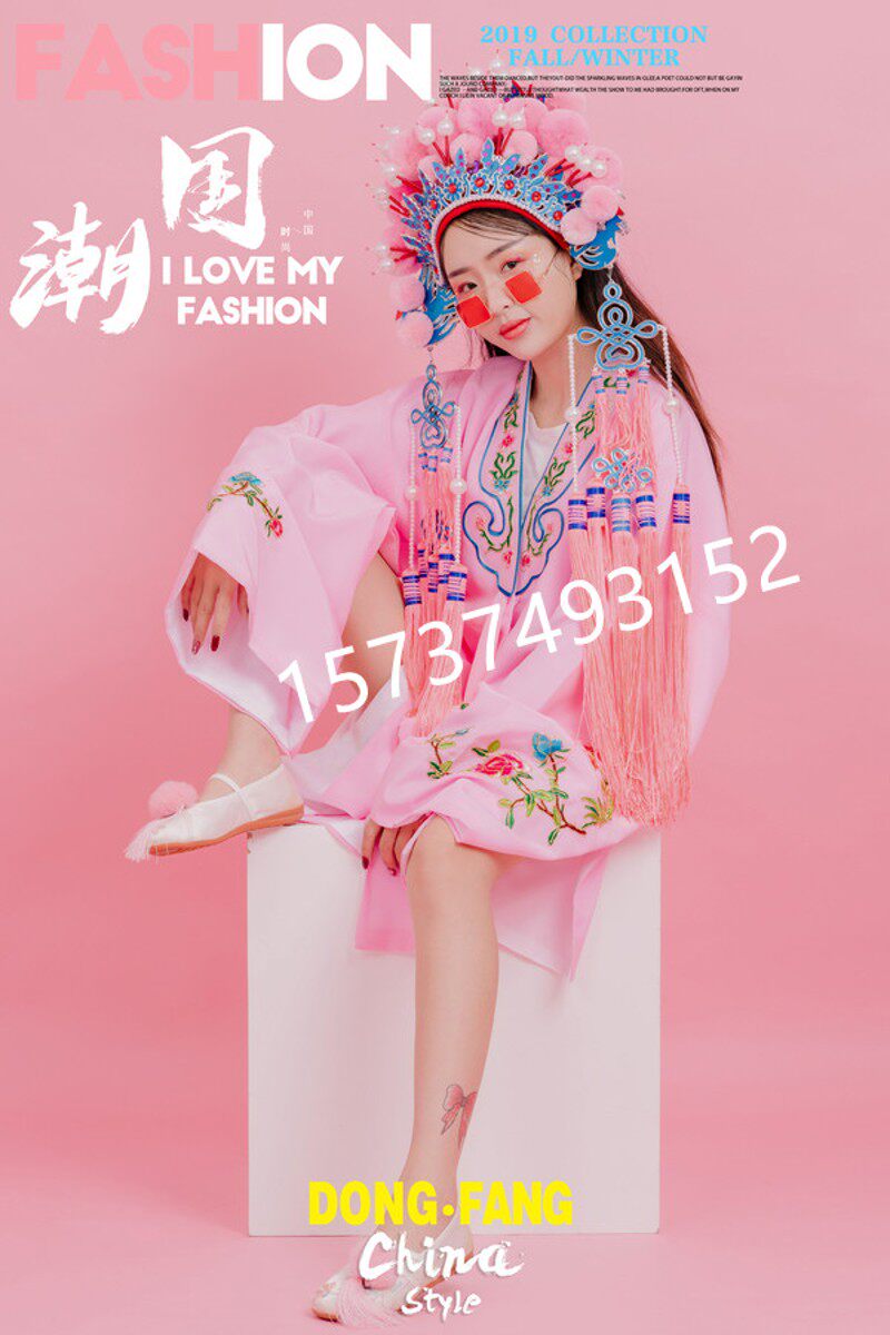 儿童影楼摄影服装国潮京剧戏曲凤冠小花旦T台走秀表演头饰