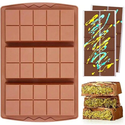 3-in-1 Chocolate Bar Molds Silicone Bars Break Apart Wax Mel