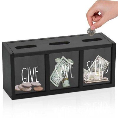Creative Wooden Piggy Bank Kid Daily Cash Wall-Mount Bank