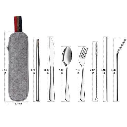 8Pcs/set Tableware Reusable Travel Cutlery Set Camp Utensils