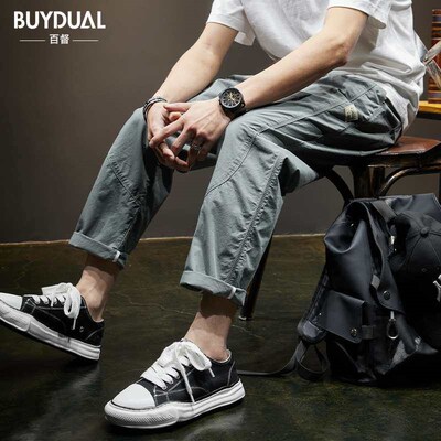 Spring Casual Pants Mens Loose Large Size Straight Ankle-le