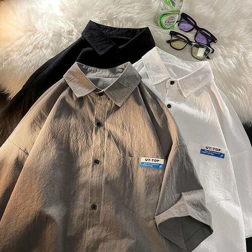 Linen Seven-point Sleeve Shirt Boys Summer Design Sense Nich