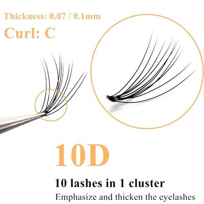 1 Box/60 Bunches Eyelash 10D Individual Eyelash Clusters Rus