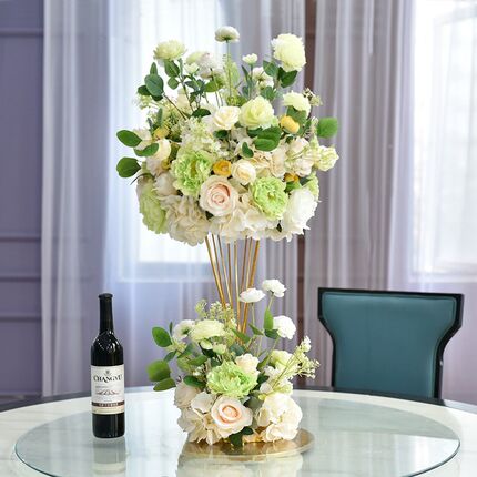 高档电镀桌花铁艺花器酒店婚礼宴会ktv桌面装饰摆台餐桌装饰摆件