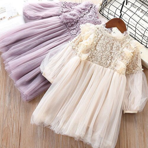 Girl Dresses Lantern Sleeve kids clothing Party Princess Spr
