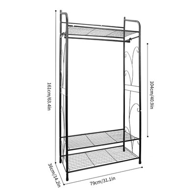 Heavy Duty Clothes Rail Clothes Rack Black Metal Garment Rac