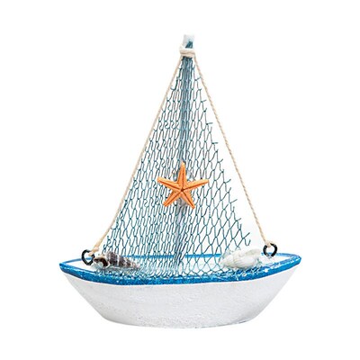 14CM Sailing Crafts Ornaments Mediterranean Style Wooden