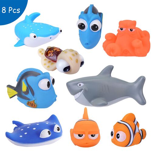 Finding fish Baby Bath Squirt Toys Kids Funny Soft Rubber Fl