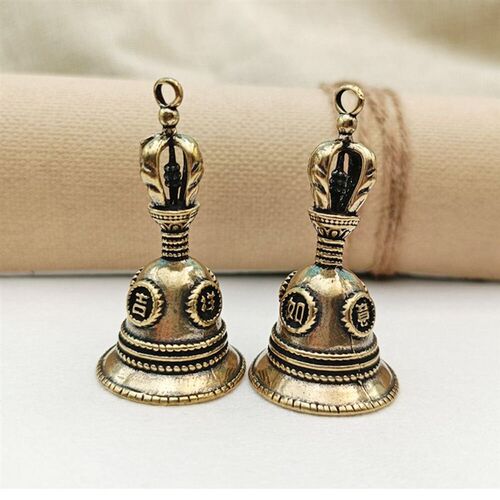 Mini Brass Auspicious Bell Pendant Handmade Antique Brass