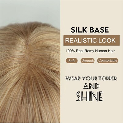 Human Hair Toppers with Bangs Blonde Real Remy Hair Topper S