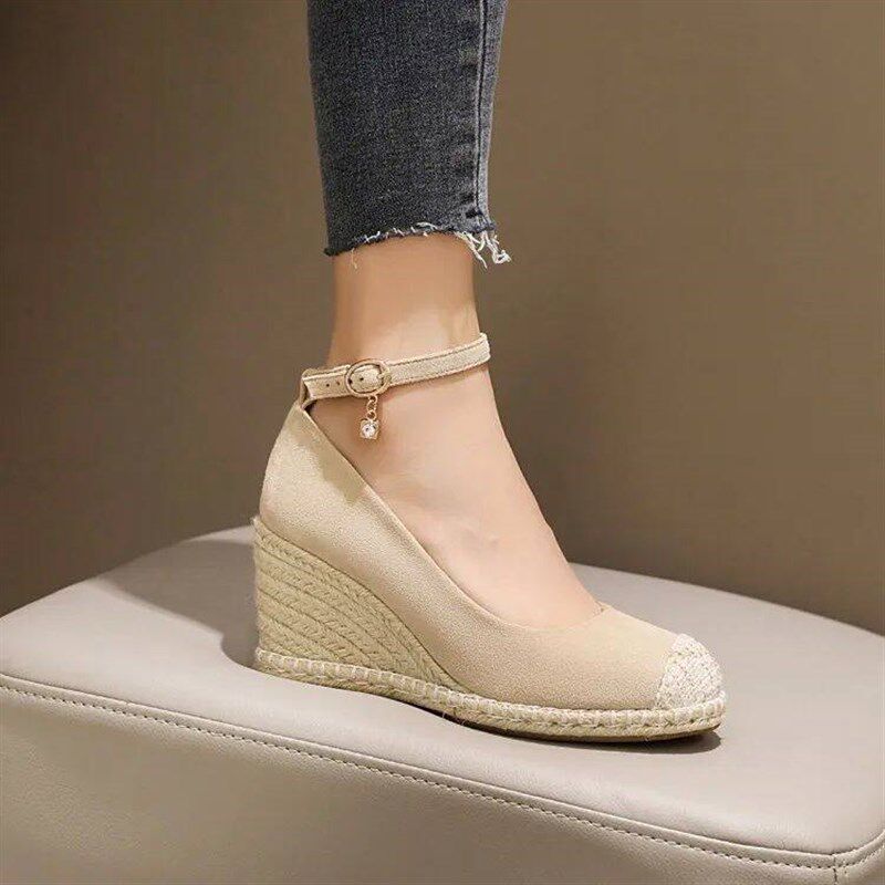 LIHUAMAO green Espadrilless shoes women wedges platform