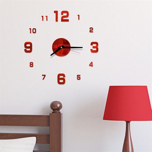 New 3D DIY Wall Clock Acrylic Mirror Wall Stickers Living Ro