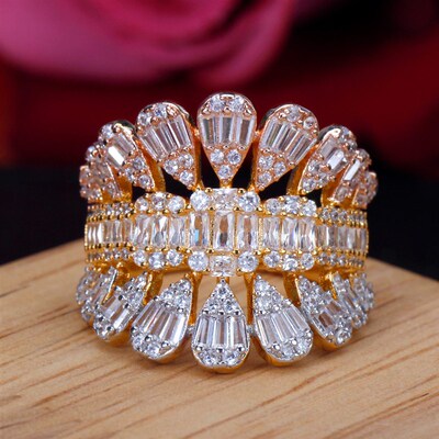 New rendy Big CZ Rings Statement Rings for Women Cubic Zirco
