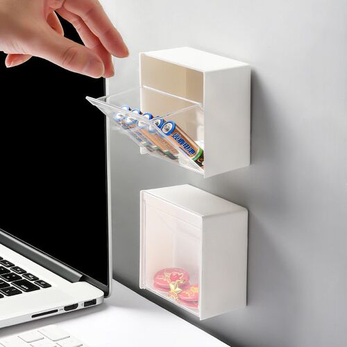 Wall Mounted Flip Storage Box Punch-Free Transparent Adhesiv