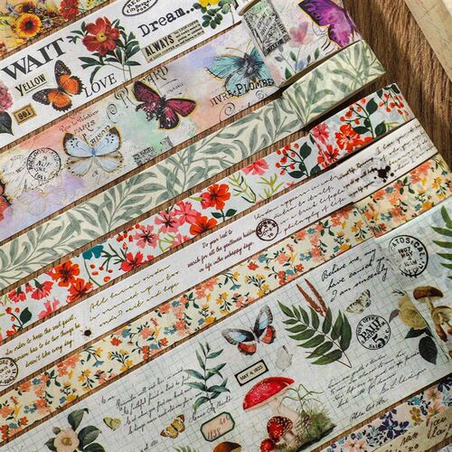20 rolls Vintage Washi Tape Set Butterfly Flower Plant Maski