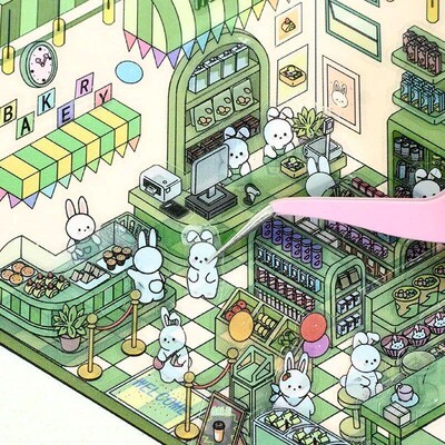 Kawaii 3D Landsaping ers Cartoon ature Sene Visual Staking T