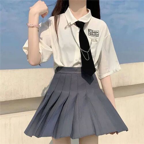 Uniform JK Girls Black Simple Zipper Ties for Men Women