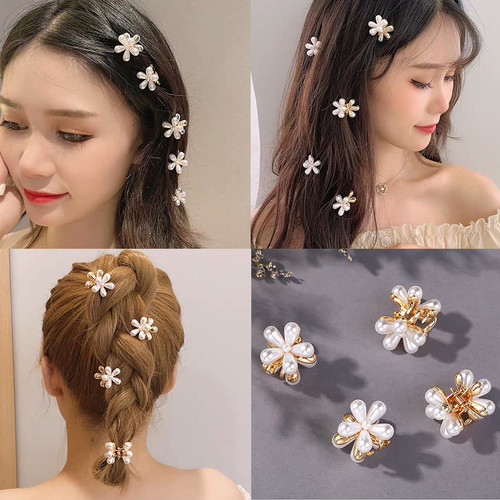 2023 New Fashion Mini Pearl Hair Claws for Women Korean Smal