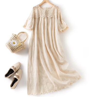 Japan Style Sweet Lace Patchwork Ladies Dresses Flower Croch