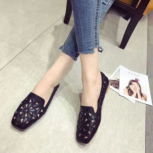 Size 35-42 Square Toe Summer Shoes for Women Embroidery Desi