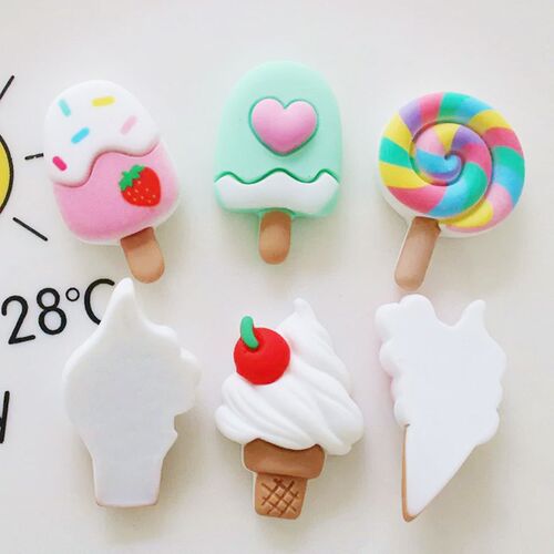 10 Pcs New Cute Mini Lollipop, Ice Cream Flat Back Resin Cab