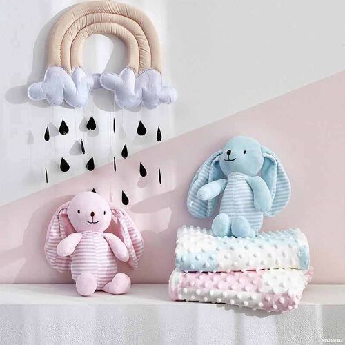 Minky Dot Soft Baby Blanket With Toys Double Layer Warm Plus