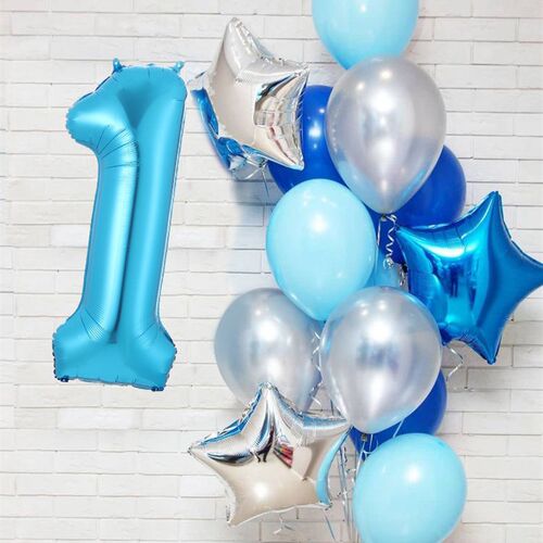 12pcs/lot boy Birthday Balloons with 40inch blue Number balo