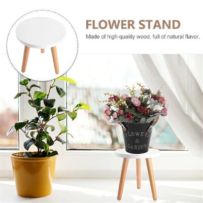 Flower Pot Stand Housewarming Gift Wooden Round Stool Home