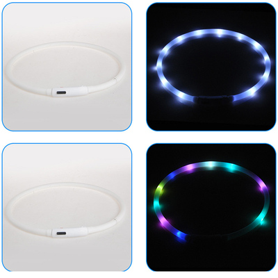 Pet Dogs Cats LED Light Collars Rechargeable Flashing Night