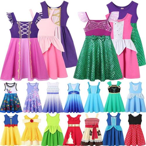 2-10Y Cute Girl Princess Style Summer Vest Dress Cotton Knee