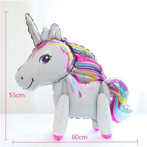 Cartoon three dimensional unicorn pony aluminum foil balloon
