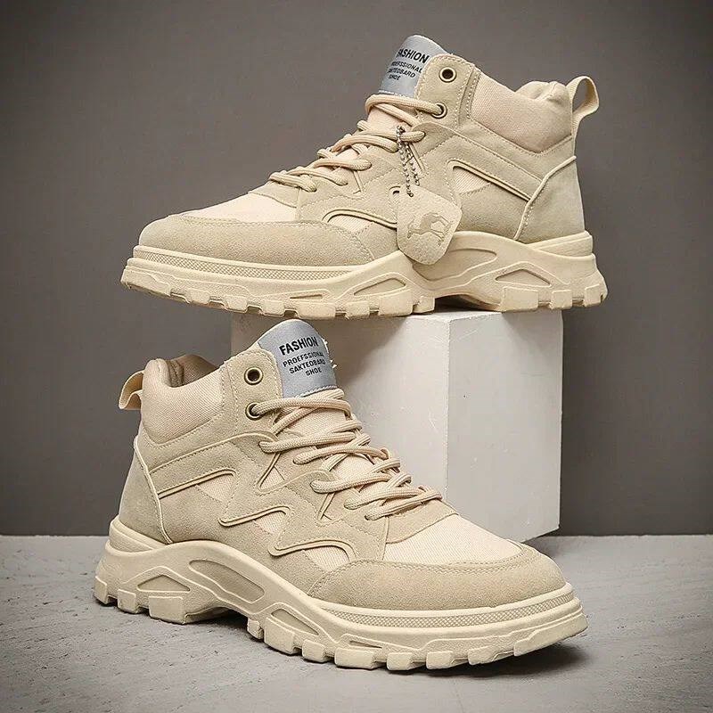 Winter Outdoor Mens Boots Fashion Platform Cowboy Ankle Boo