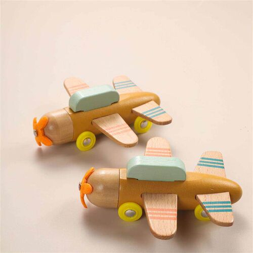 Ba Wooden Plane Toy Safe Water Paint Rich Colors Toy for K