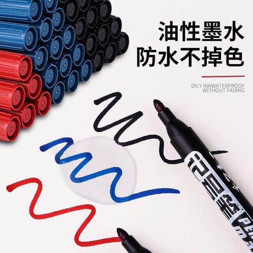 Permanent black marker, oil-based large tip pen, waterproof,