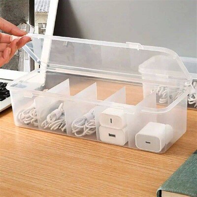 Transparent Data Cable Organizer with Lid Dustproof Clutter