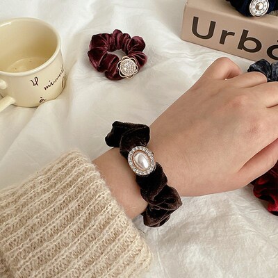 Advanced Velvet Hair Ring Rhinestone Rope Temperament Large