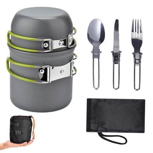 Outdoor Camping Cookware Kit Aluminum Cooking Pots Set Wa