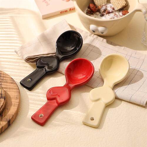 Lovely ceramic soup spoon Red ceramic dessert spoon