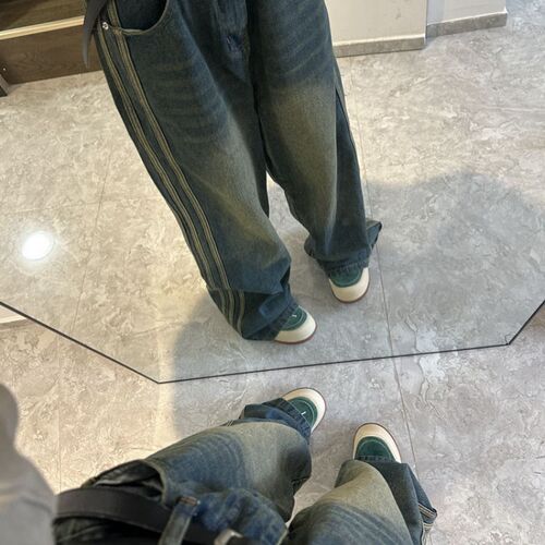 2023 Autumn Fashion Side Stripe Design Micro Flared Jeans Ne