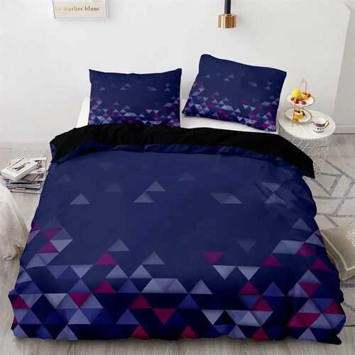 Red Glowing Polygonal Grid Pattern Bedding Set, 135200 Duv