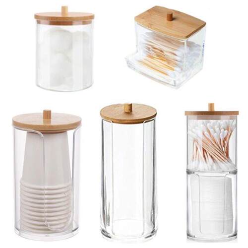 Acrylic Storage Box Bathroom Jar Makeup Organizer Cotton Rou