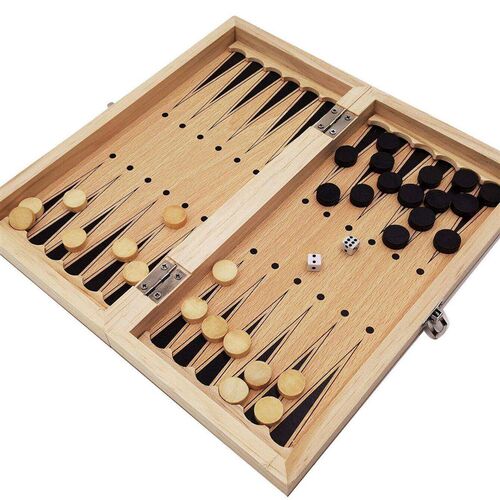 3 in 1 Chess Set Wooden Chess  Backgammon Checkers Indoor跨