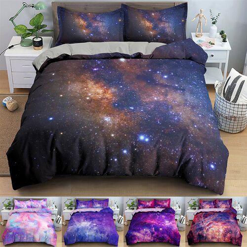 3D Galaxy Duvet Cover Set Single Double Twin Queen 2/3pcs Be