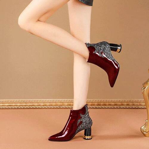 High Quality Womens Boots 2023 Shiny Sequined Ladies High H