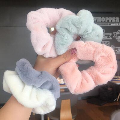 Winter Warm Soft Hair Scrunchies for Women Girls Cute Plush