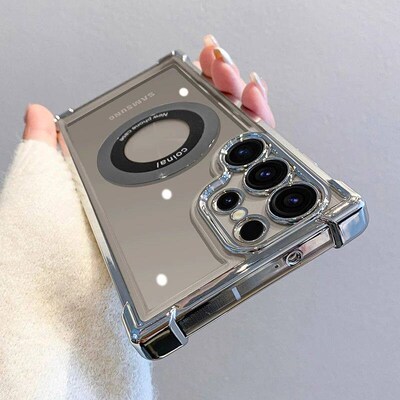 Luxury Plating Magnetic Wireless Charge Case For  S25 S24 Ul