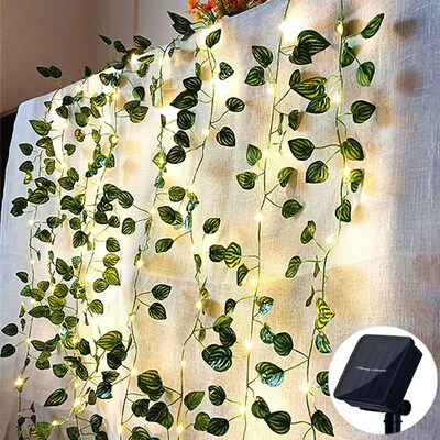 Solar Artificial Leaf Led String Flower Lights Garland Chris