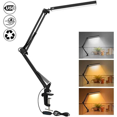 LED Desk Lamp with Clamp 10W Swing Arm Desk Lamp Eye-Caring